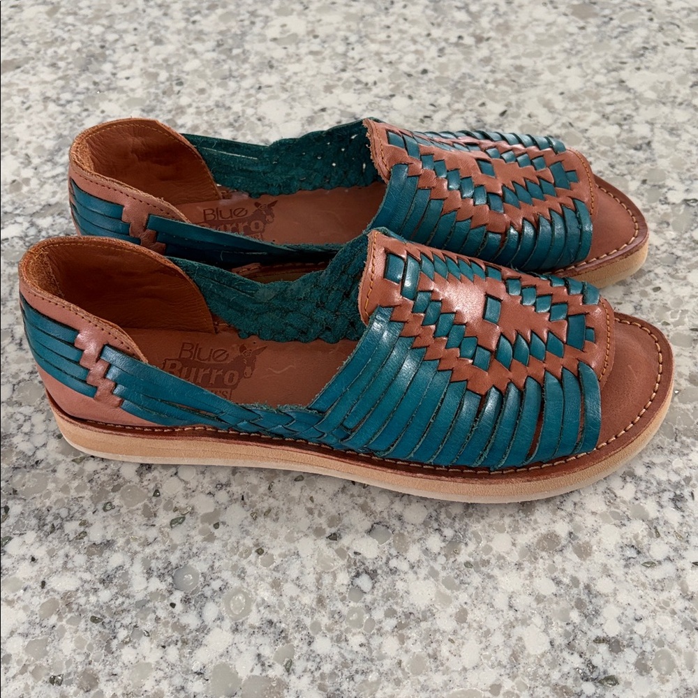 Blue Burrow Imports Mexican Shoes, Sz 9 - Picture 2 of 4